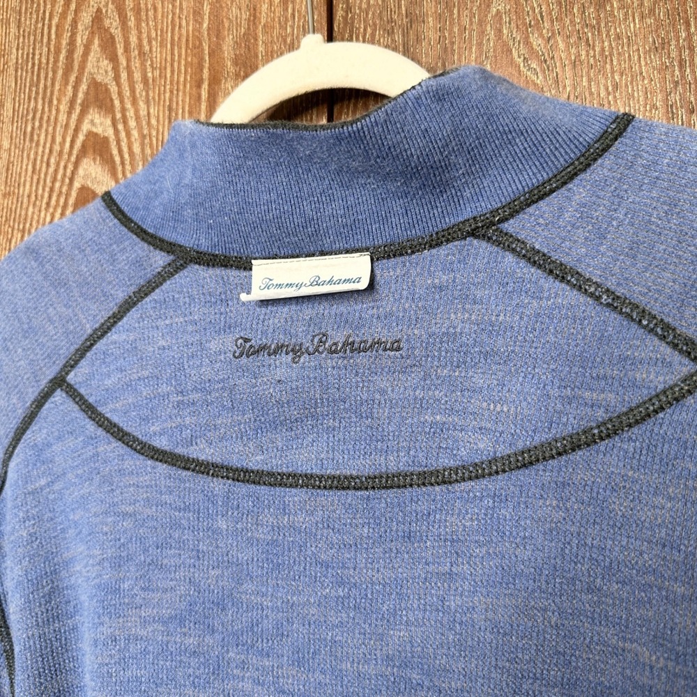 Tommy Bahama Reversible Quarter Zip Pullover Men's Gray Blue Cotton Lyocell XL - Picture 12 of 12